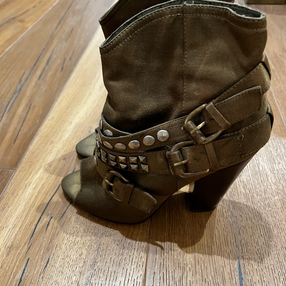 Ash Green Ankle Boots with Buckle Detail